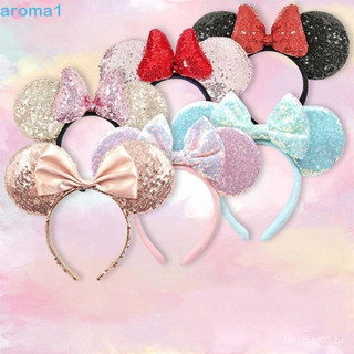 AROMA1 Mickey Sequin Headband , Orelhas De Rato Bowknot Minnie Headpiece , Fita De Cabelo Cartoon Bow Amusement Park