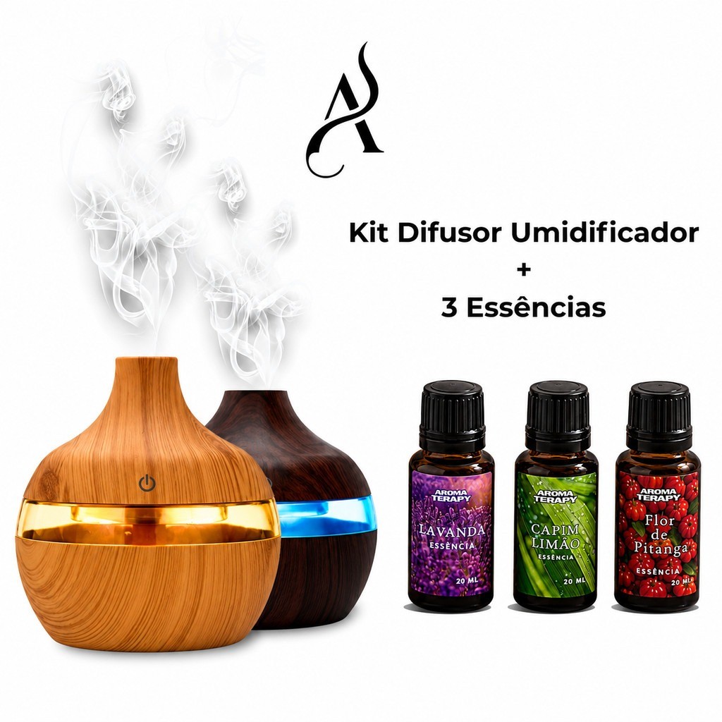 Umidificador Difusor De Ar +3 Essências Aromatizador De Ambiente Eletrico Umidificador Usb Com Led