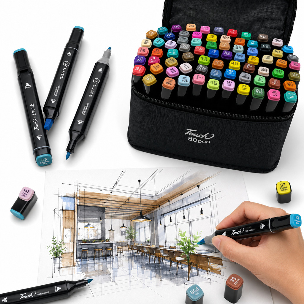 Kit Canetas Marcadoras Touch 80 Cores Dual Tip Álcool Marker Para Desenho Manga Arquitetura