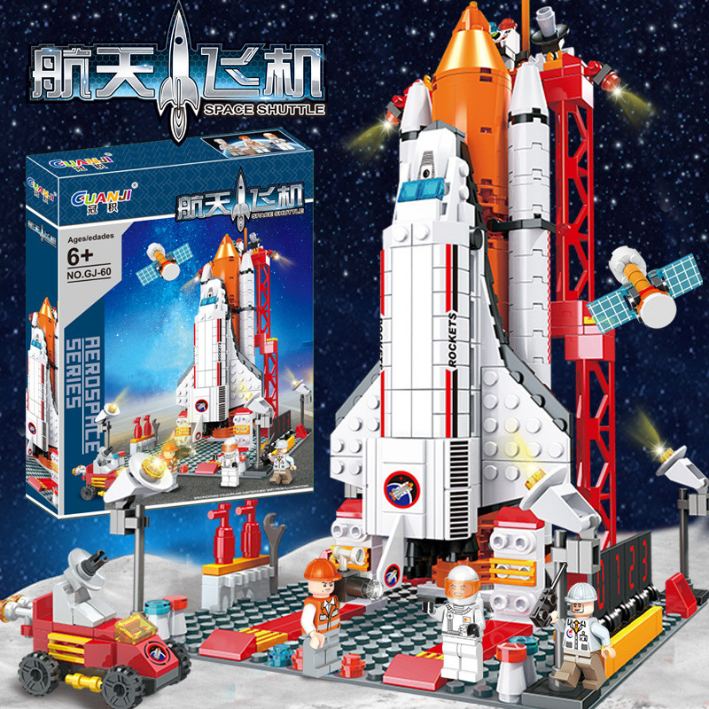 Compatível com naves espaciais LEGO, foguetes de aviação, navios de guerra, blocos de construção educativos de pequenas