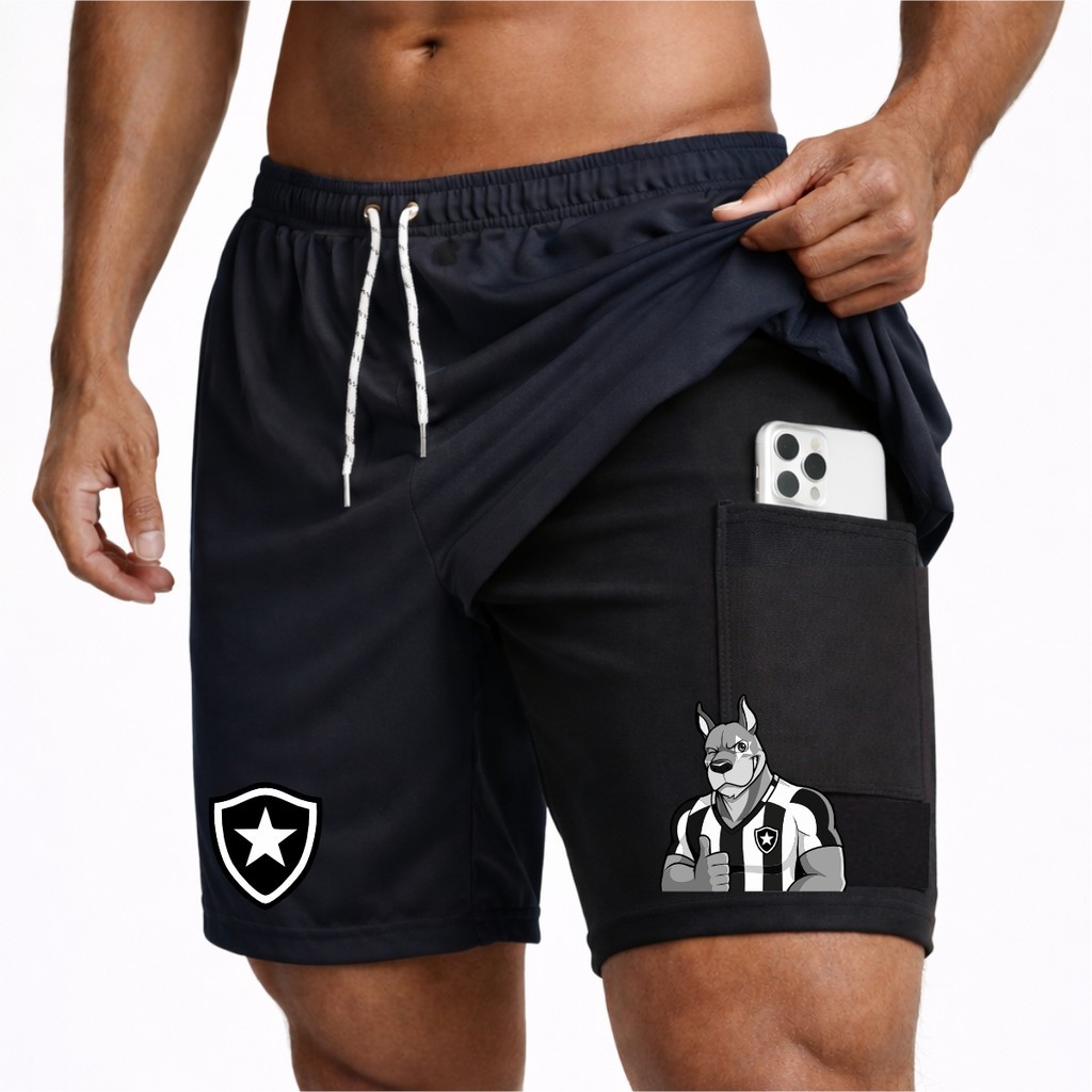 Bermuda Compressão 2 em 1 BOT4FOGO 01 Masculina Dry Fit + Elastano Leve para Academia Corridas
