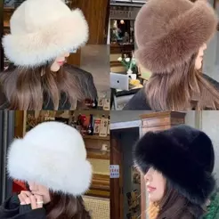 Luguafu Chapéu De Inverno Para Mulheres , Balde Fofo De Pele Sintética Mongol De Pelúcia , Boné Panamá Macio , Esqui , E