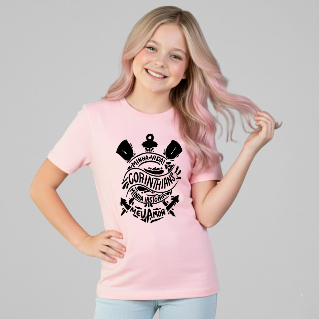 Camiseta Infantil Timão Minha Historia Meu Amor Envio Rápido Promoção