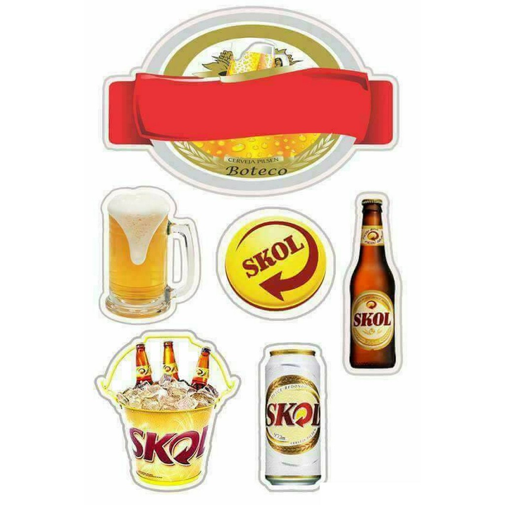 Topo Topper de Bolo Boteco Cerveja Bar Adulto Personalizado Nome Idade 23 SKOL