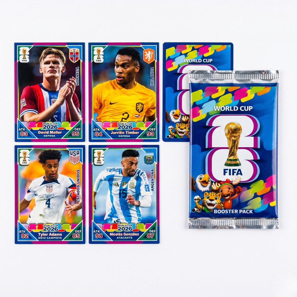 Kit 200 Cards Copa do Mundo Fifa 2026 50 Pacotinhos Fechados Para Bater Bafo Trocar Cartas Futebol