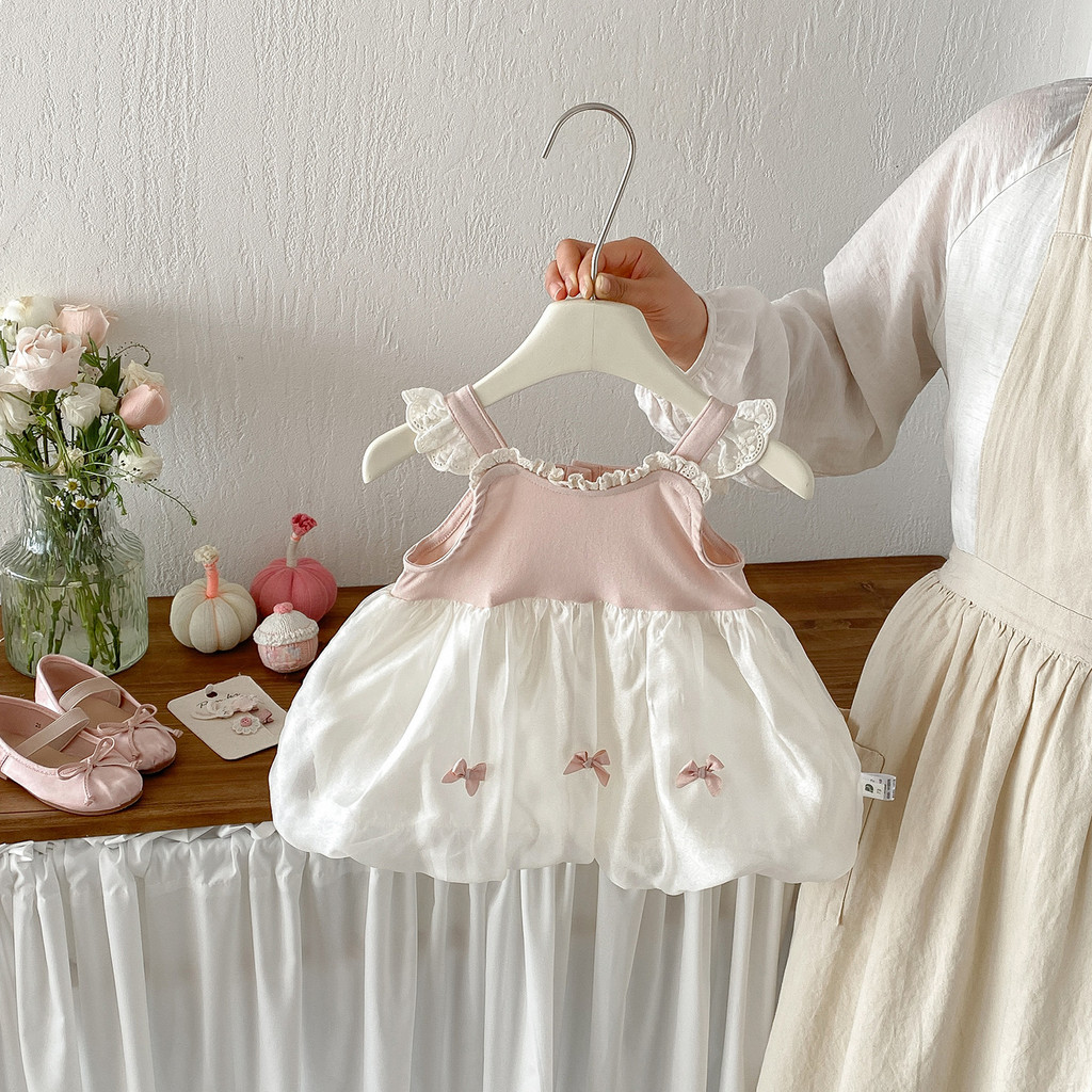 Dianxi verão sem mangas Bowknot gaze colete saia infantil versão coreana vestido feminino bebê Bud saia