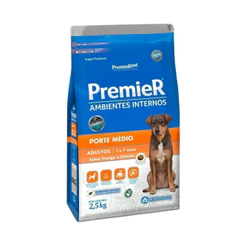 Ração para Ambientes Internos Cães Adultos Porte Médio Frango e Salmão Premier 2,5Kg