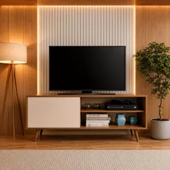 Rack com Design Retrô Ideal para Sala de Estar - Suporta TV até 43 Polegadas