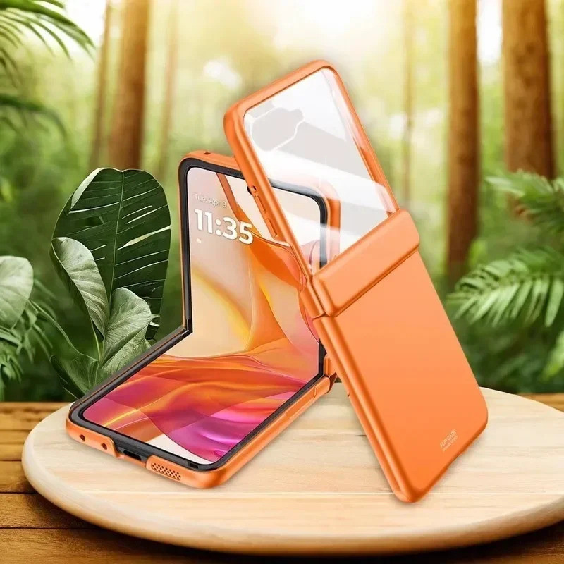 Capa Protetora De Dobradiça De Mola De Pele Luxuosa Para Motorola Razr 50 Ultra Capas À Prova De Choque