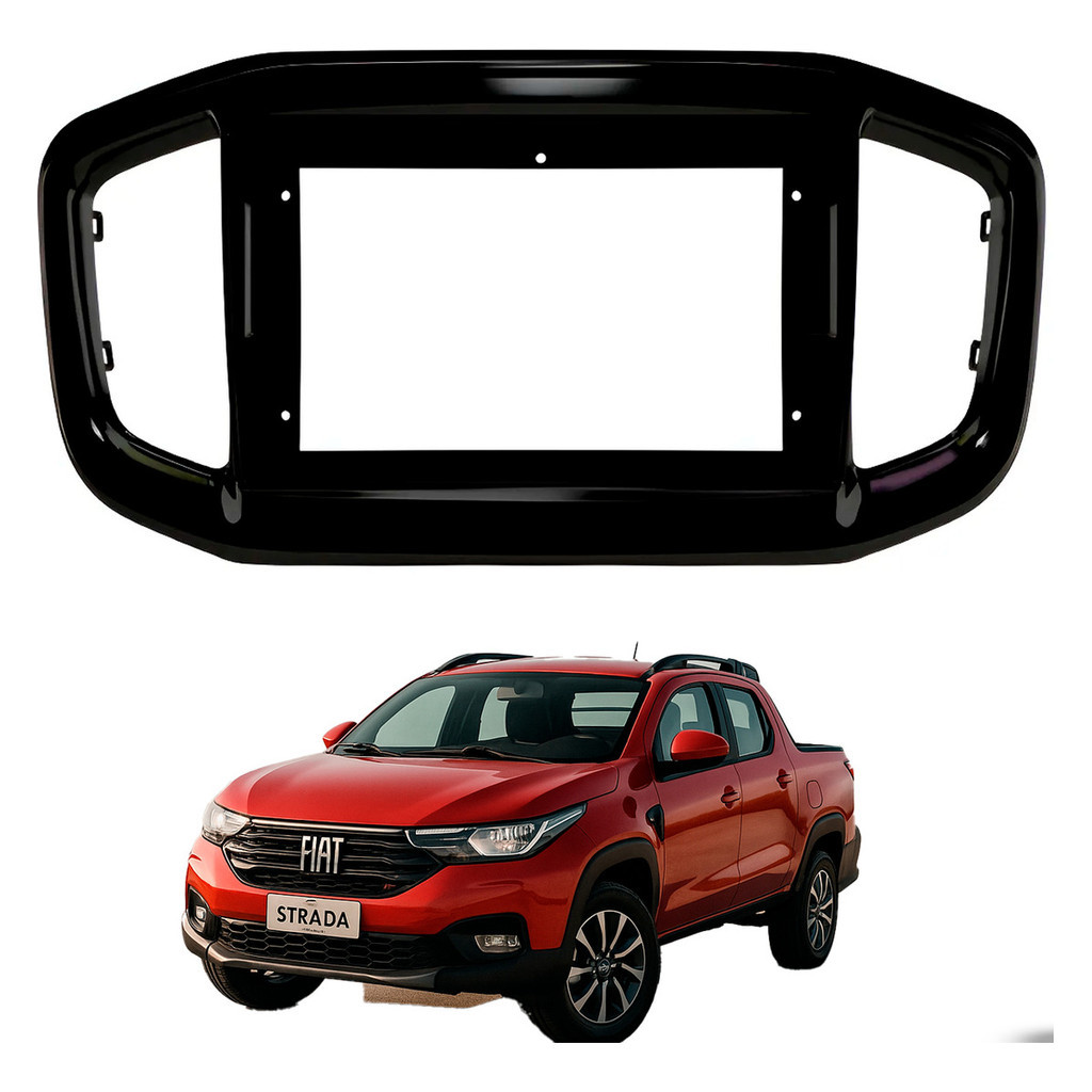 Moldura 9 Polegadas Fiamon Black Piano Fiat Strada Fiorino Partner Rapid Mobi Padrão Original 2 Din em Oferta na Shopee