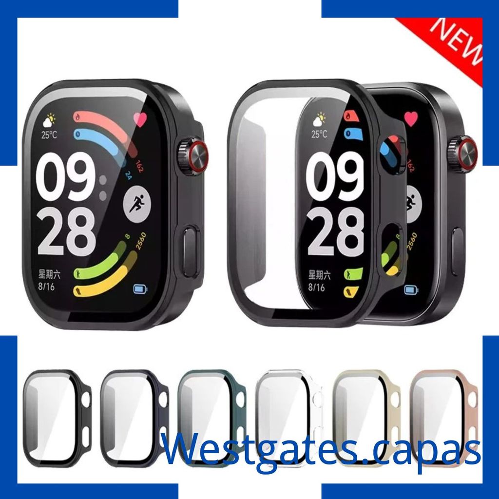 Capa+Vidro temperado para xiaomi redmi watch 6 acessórios, pc rígido, protetor d