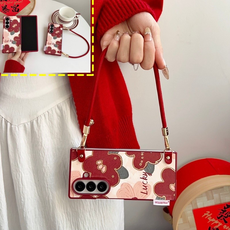Moda Pintura A Óleo Flor Caso De Couro Para Samsung Galaxy Z Fold 7 6 5 4/3 Capa