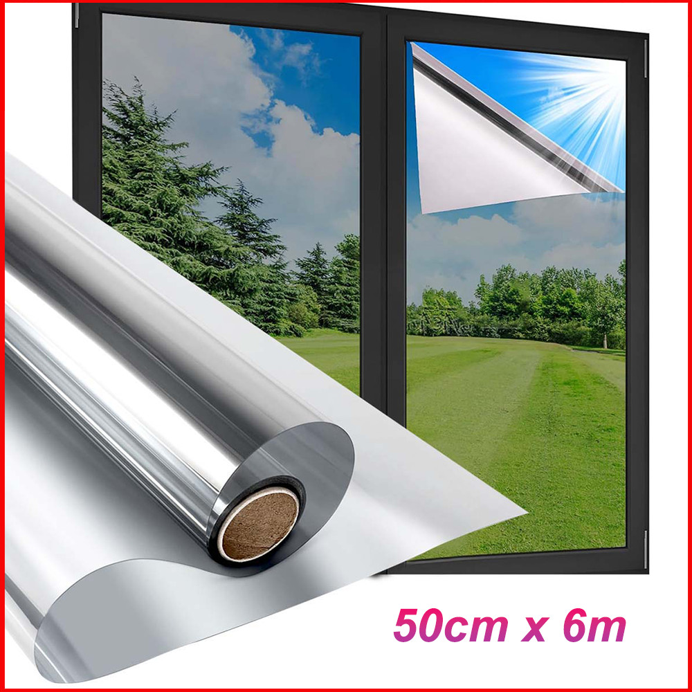 Película Espelhada Prata 50cm x 6m Poliéster – Profissional, Isolamento Térmico, para Janelas