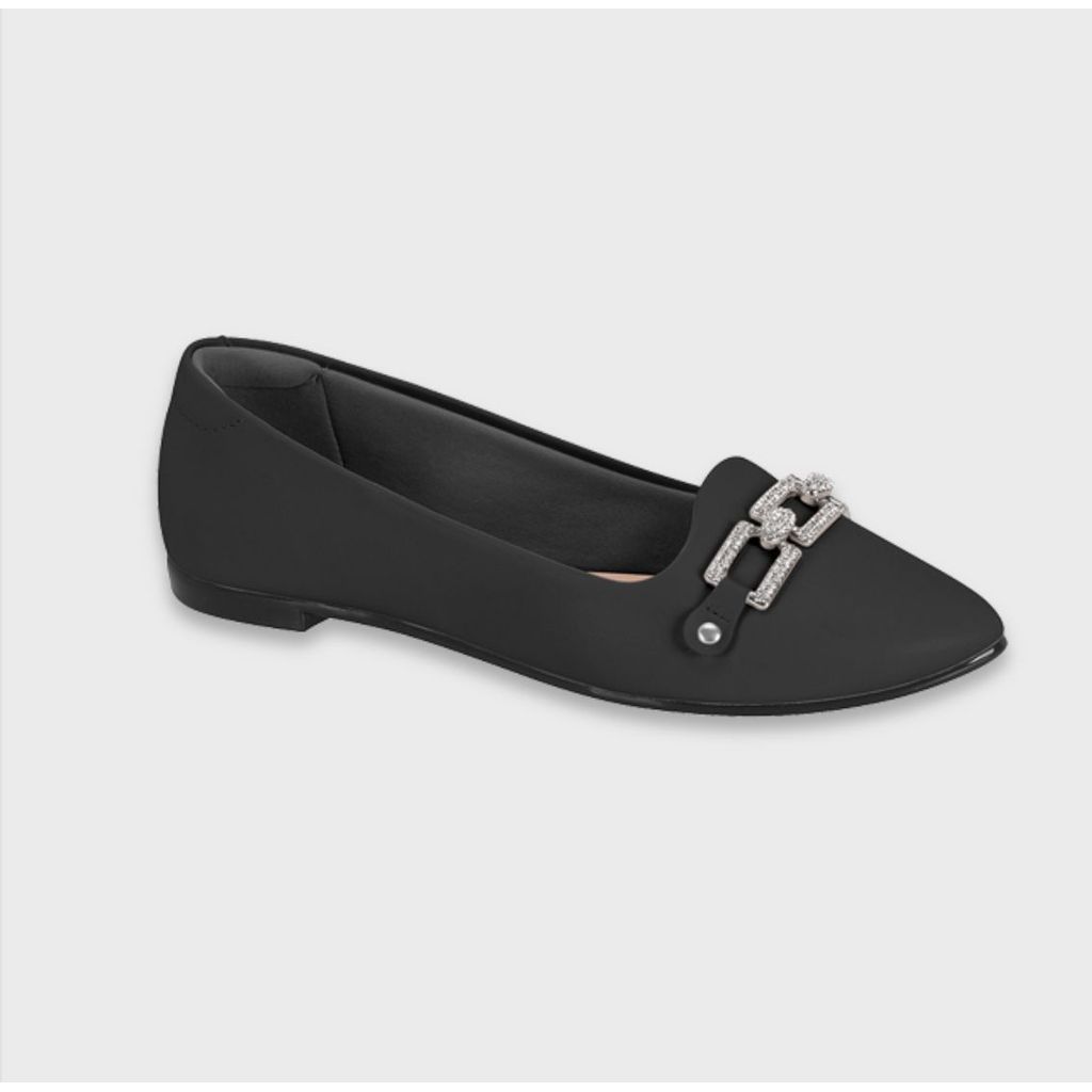 Sapatilha Feminina Moleca Bico Fino Corrente Brilho