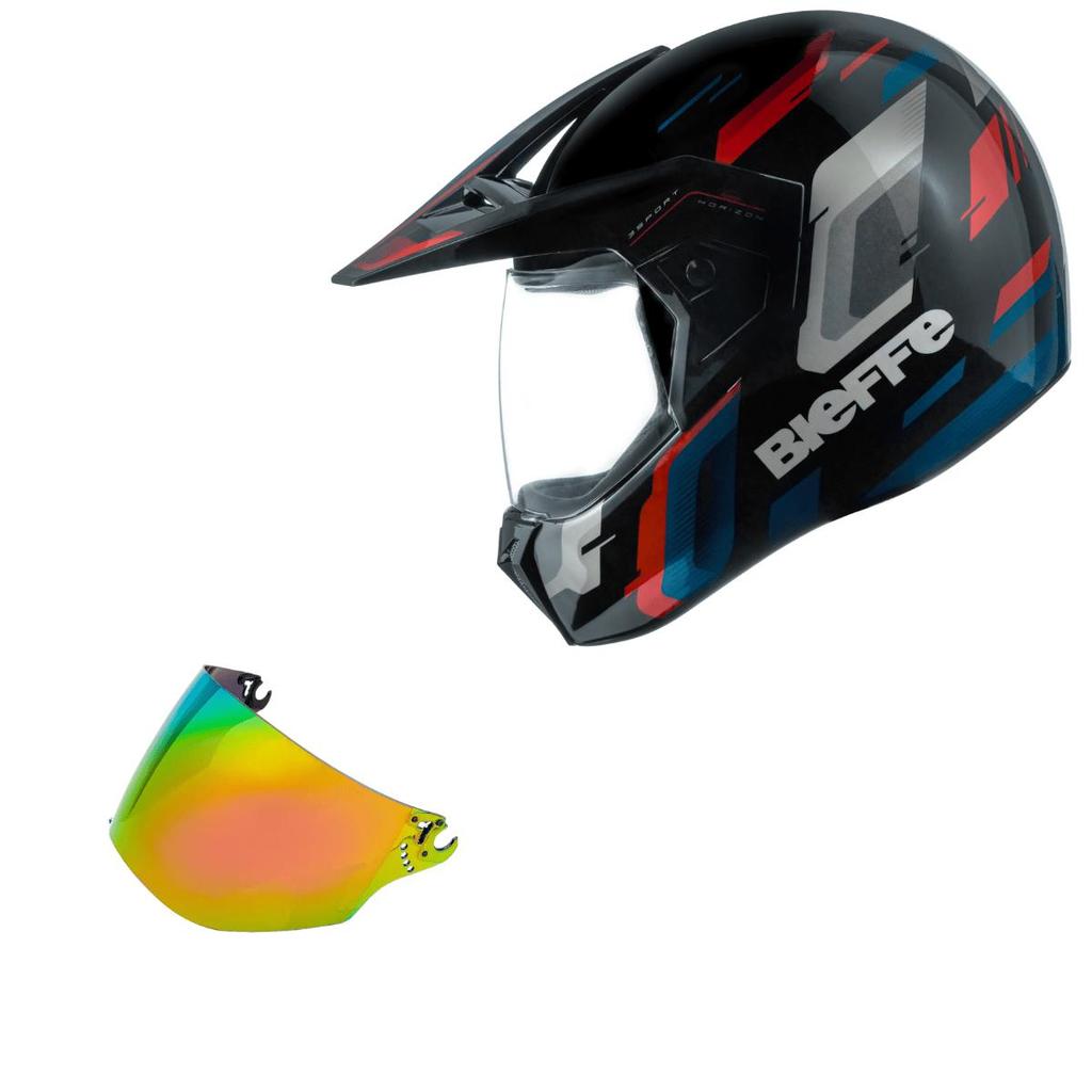 Capacete Bieffe 3 Sport Horizon Vermelho + Viseira Camaleao