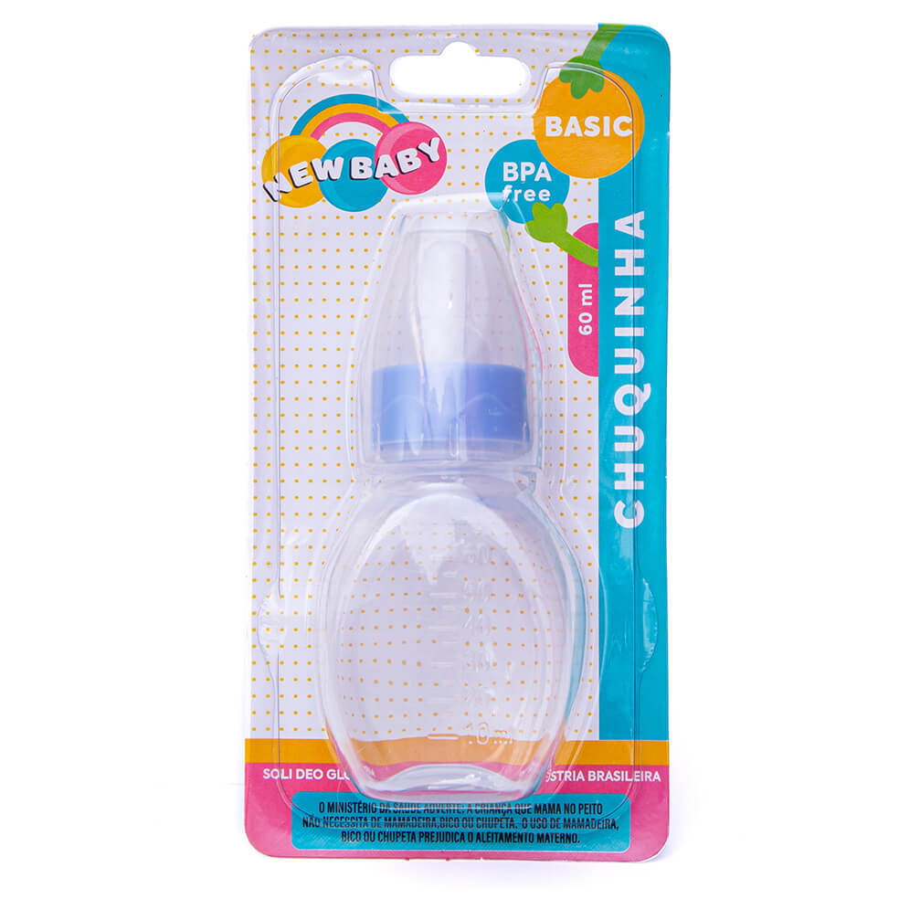 Mini Mamadeira New Baby Chuquinha Bico Pvc 60ml Azul em Oferta na Shopee