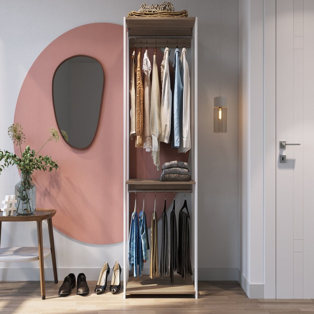 Módulo para Closet com Cabideiro e Prateleira 183x45x57cm Branco/Banco/Montana Branco/Montana