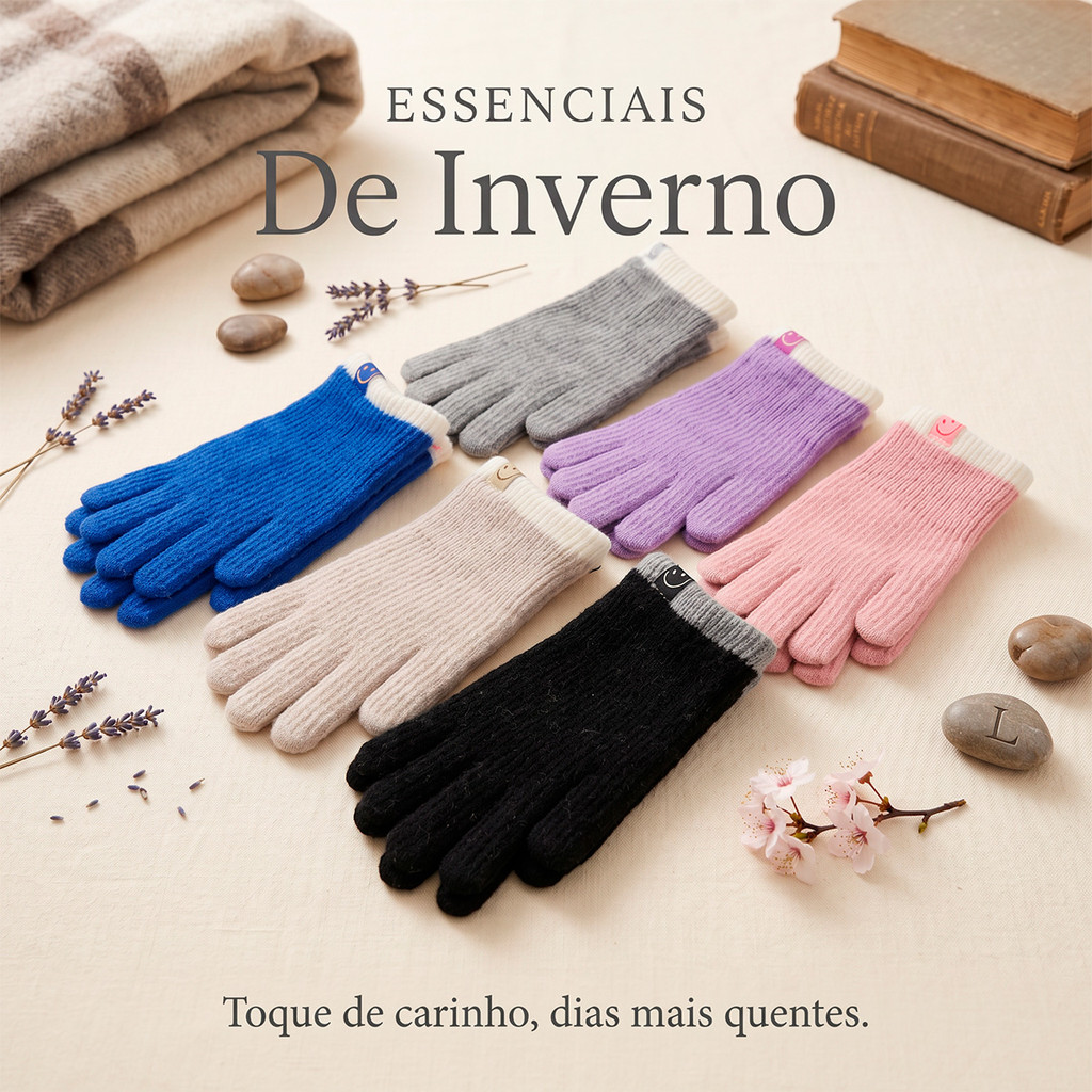 Luva Feminina Adulta Touch Screen Inverno para Celular Quentinha