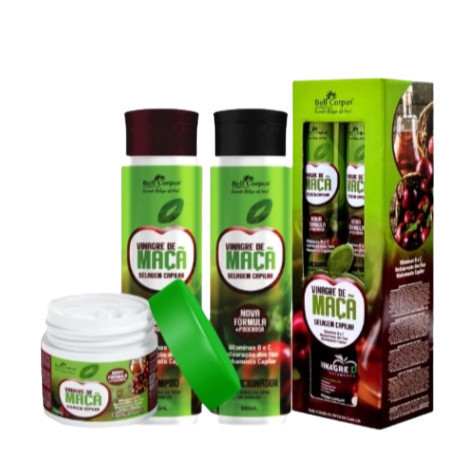 Kit-Capilar Vinagre de Maçã Tratamento Capilar Cabelos de Salão  - / 4 itens \ - Bell Corpus