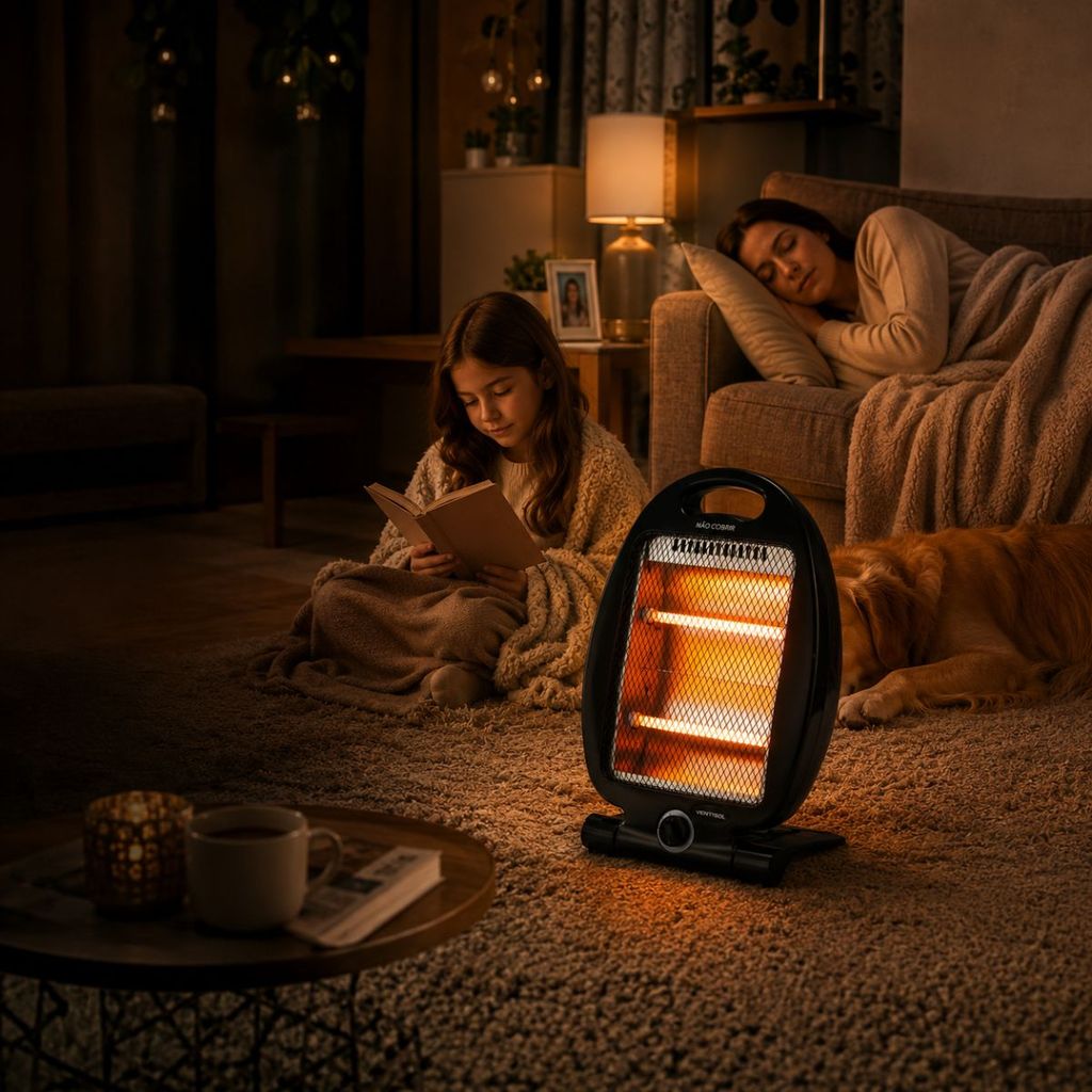 Aquecedor Eletrico De Ambientes Portatil Ventisol Quartzo 800w/220v PRETO - AQ-02I