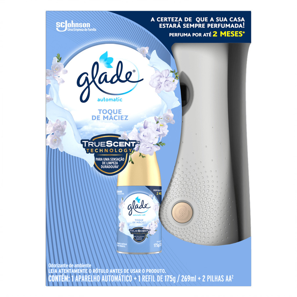 Desodorizador de Ambiente Glade Automatic Spray Aparelho + Refil Toque de Maciez 269ml Odorizante Difusor Bom Ar