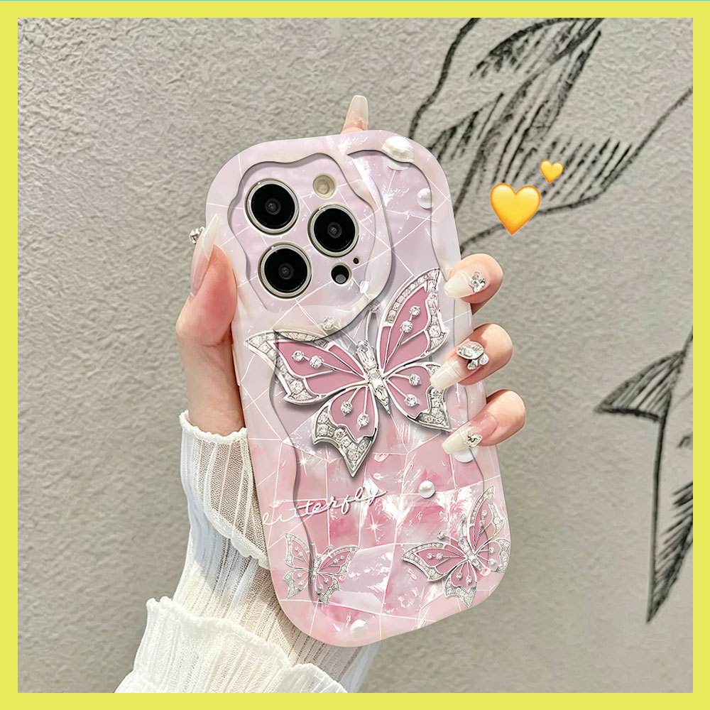 Capa Borboleta E Pérola Capinha Para Samsung Galaxy A03 A04E A05 A06 A12 A13 A14 A15 A16 A23 Silicone Normal Anti-Queda