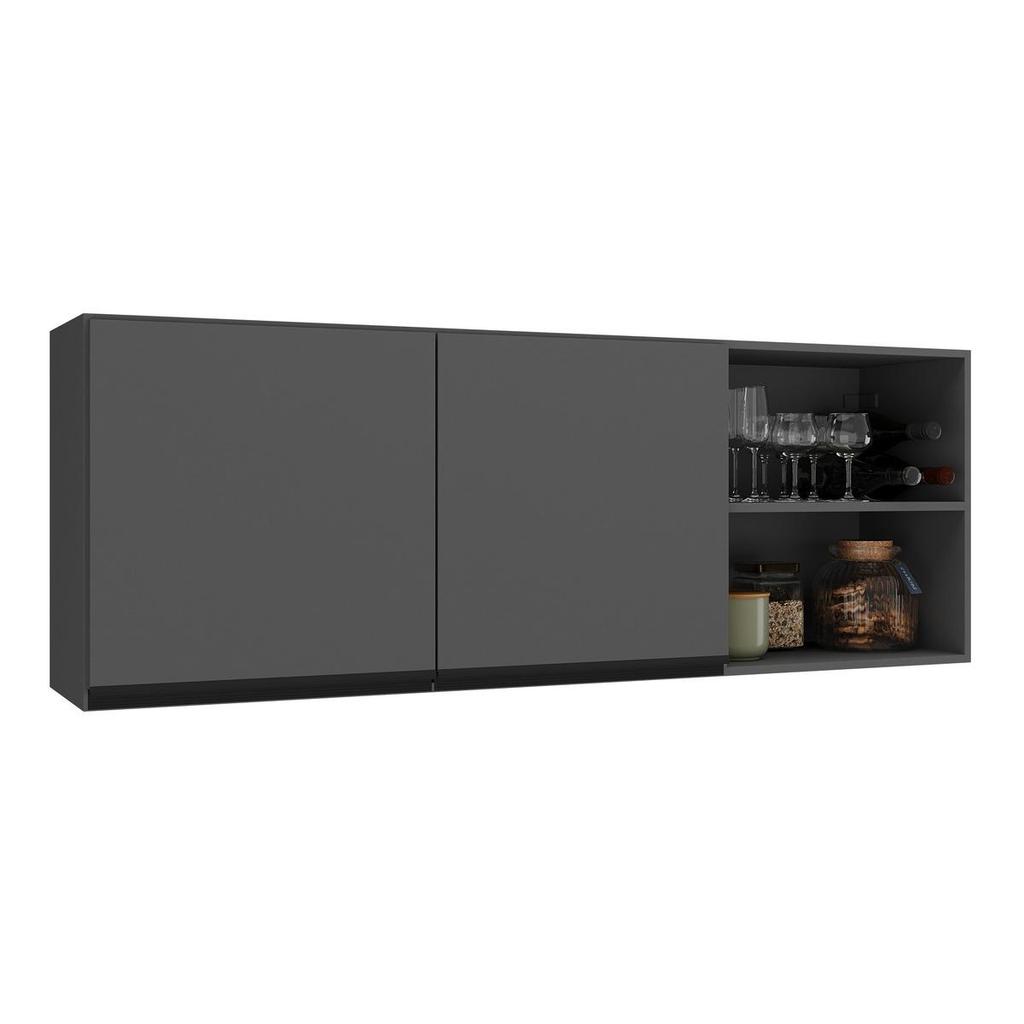 Armário de Cozinha Aéreo com 2 Portas e Nichos 150cm Milano Multimóveis MP2388