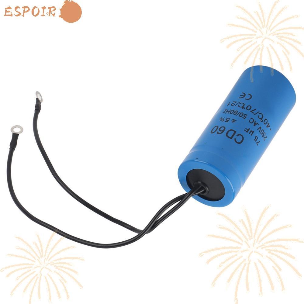 Capacitor De Motor Ca ESPOIR , Formato Redondo 75uf CD60 , Compressor De Ar De Corrida De Chumbo De Fio Durável 250V