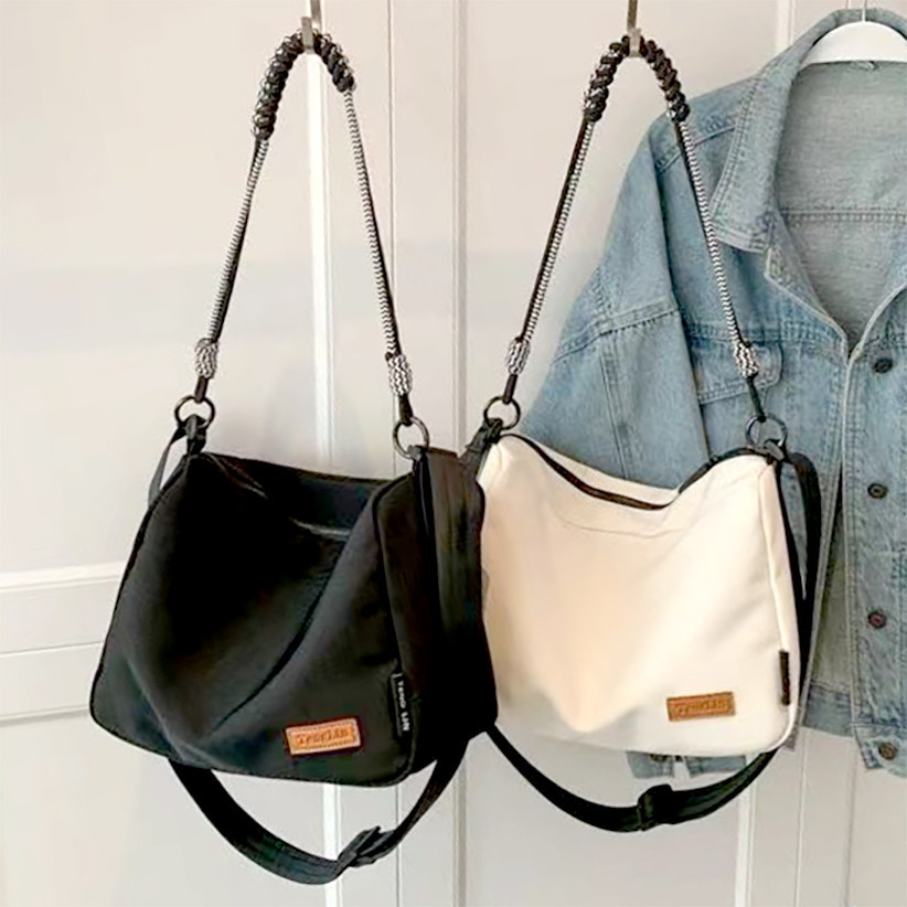 Bolsa Transversal Unissex de Nylon e Lona Impermeável – Bolsa de Ombro com Grande Capacidade para Estudantes