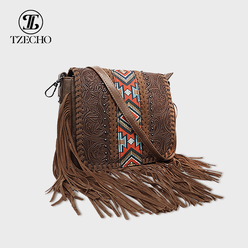 [Novo produto] Bolsa étnica boêmia feminina bolsa mensageiro bolsa de ombro bolsa de couro para celular bolsa feminina [