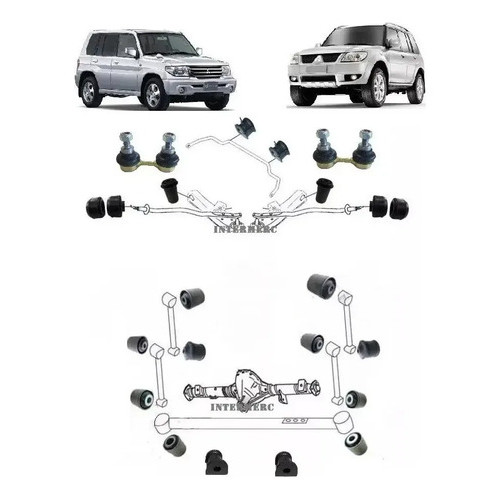Kit Bucha Suspensão Dianteira Traseira + Bieleta Pajero Tr4