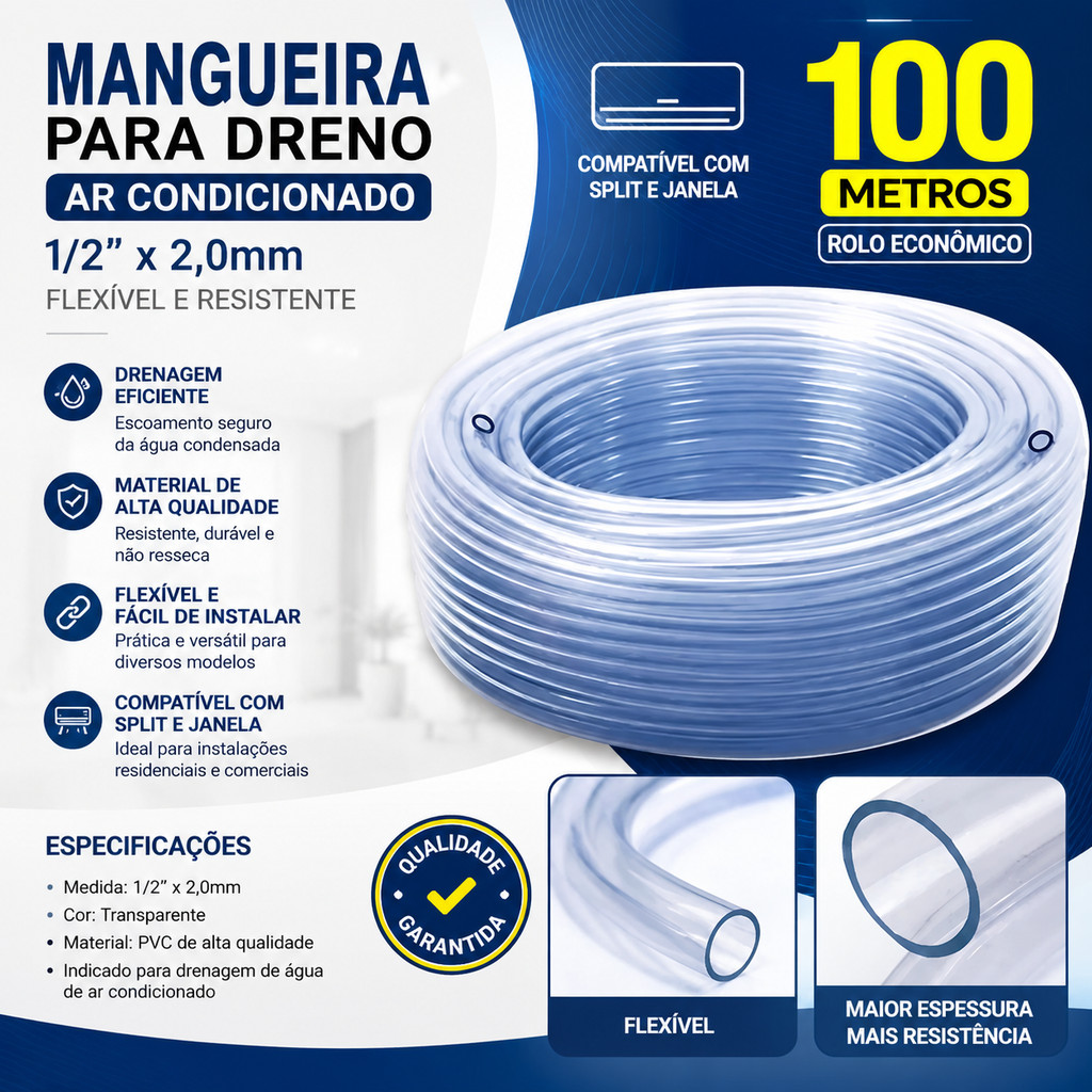 Mangueira Ar Condicionado DRENO 1/2" 100 metros