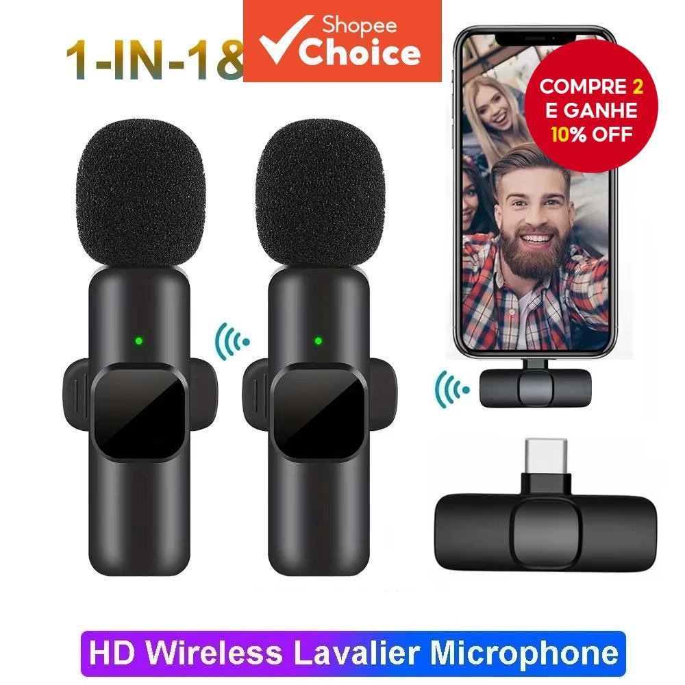 Mini Microfone Portátil De Lapela K9 Sem Fio Para Telefone De Jogos Ao Vivo IOS Android Vlog por R$ 21,39