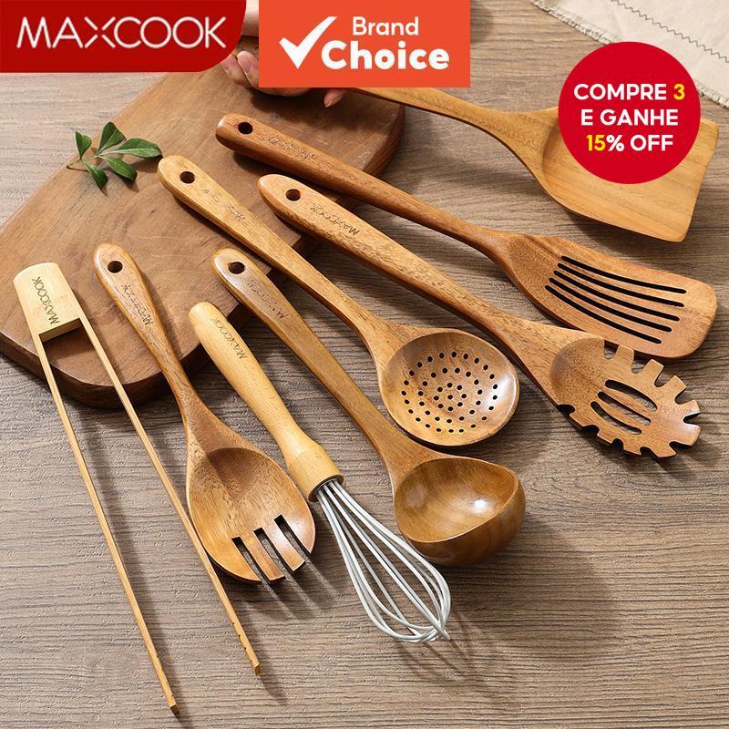 Conjunto De Utensílios De Madeira MAXCOOK 8 Peças Cozinha Espátula Concha Acessórios De