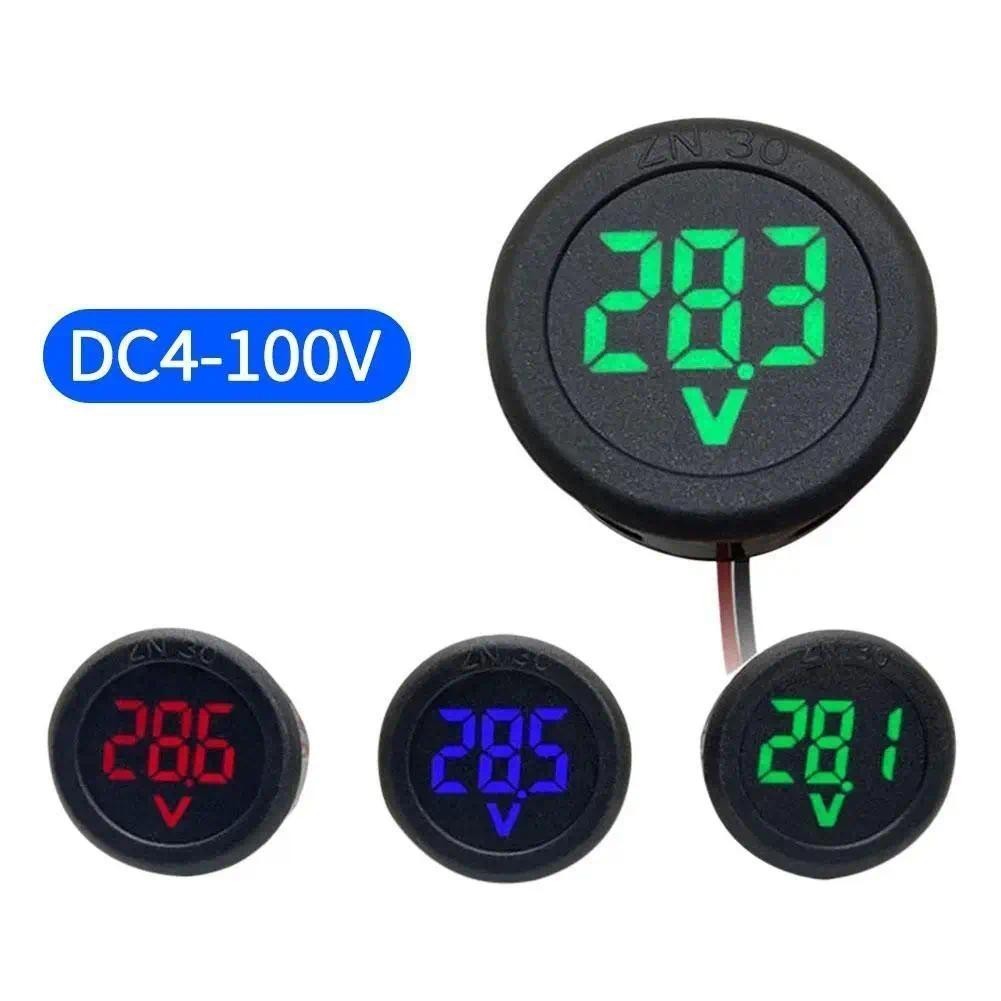 DC 5-100V LED Display Digital Redondo Voltímetro Testador De Dois Fios Medidor De Corrente De Tensão Do Carro Monitor Pa