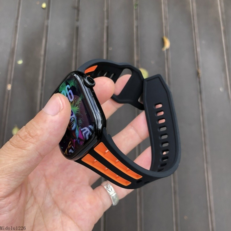Pulseira silicone de relógio esportiva de aventura aprimorada compatível Apple Watch Series 11 10 Ultra 49mm 44/45/46mm