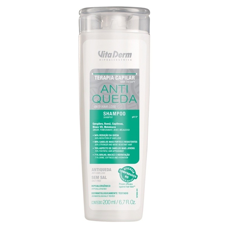 Shampoo Anti Queda Vita Derm 200ml Tratamento Anti Queda Cabelos Tratamento Capilar