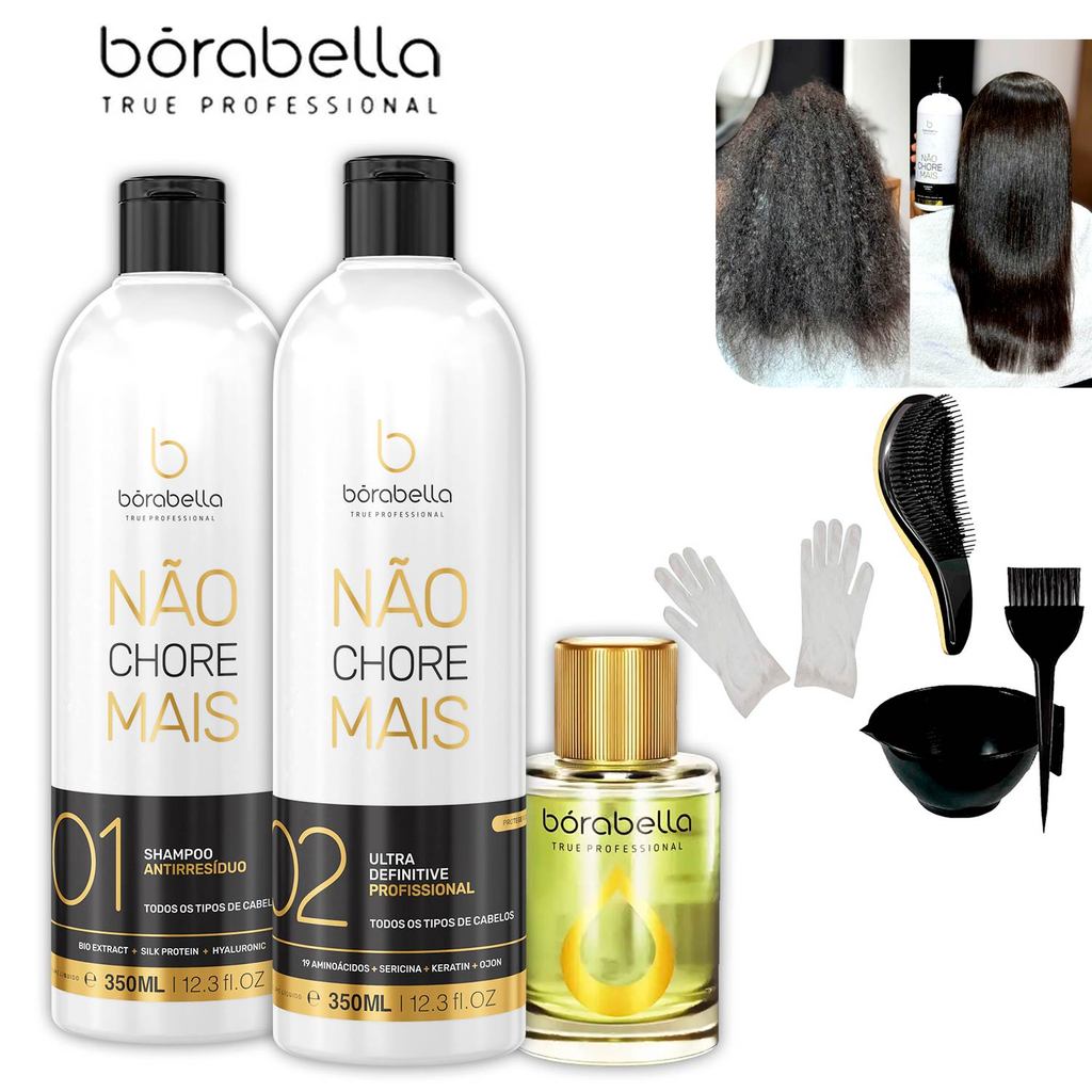 Borabella Kit Não Chore Mais Escova com Anvisa 2x350ml + Cumbuca/Escova/Óleo/Luvas