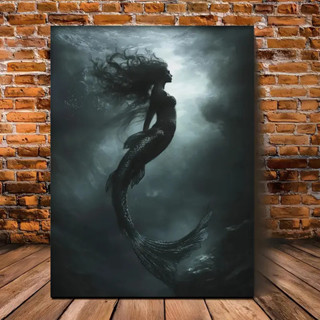 Quadro Decorativo Sereia Tons Escuros Mistério Mágico Calda Mar em Oferta na Shopee