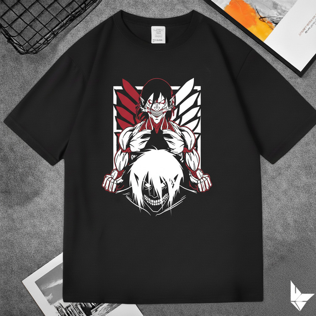 Camiseta Unissex Attack On Titan Eren Titã Anime Moderna Poderosa Estilosa Moda Geek