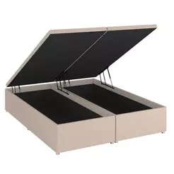 Base Baú Linho Bege Super King (193x203x39) - Ortobom