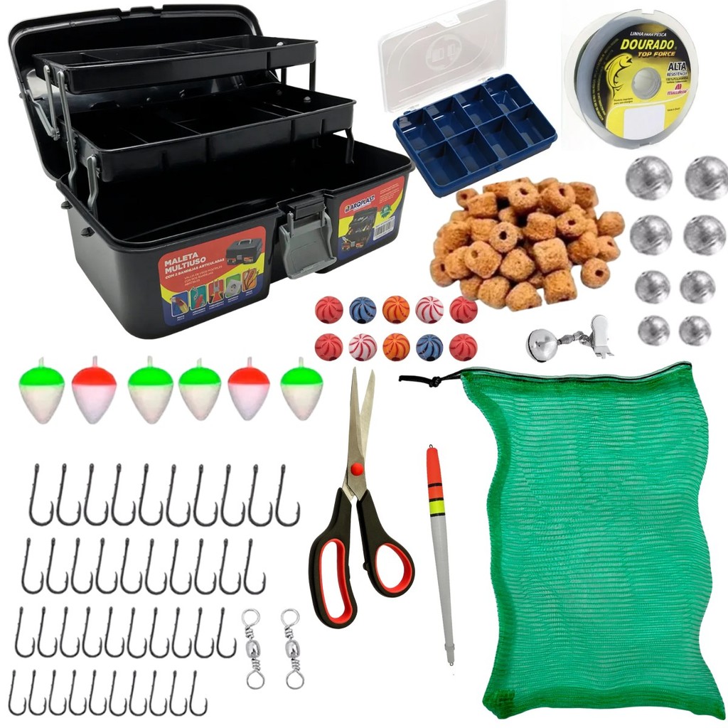 Kit De Pesca Básico Pescaria Completa Maleta E Itens Barato em Oferta na Shopee
