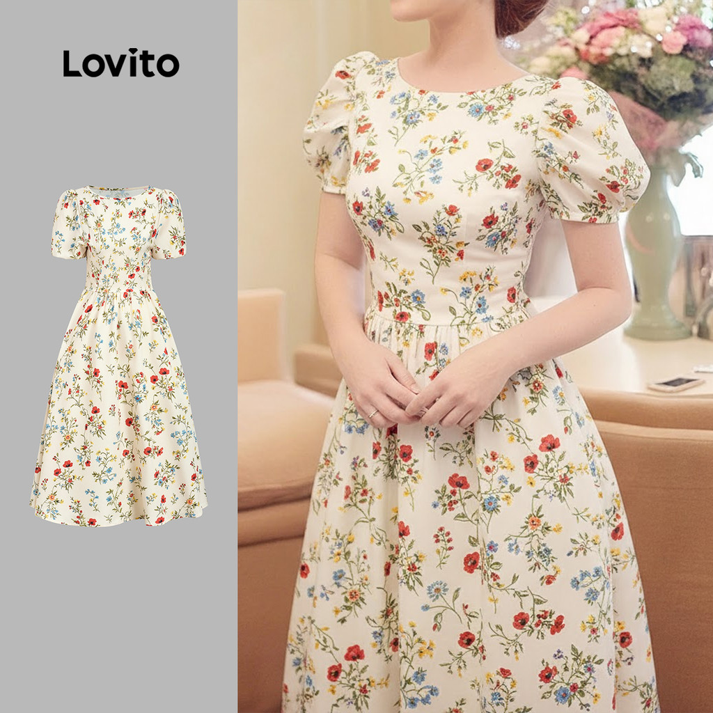 Lovito Vestido Boho com Zíper para Mulheres - Primavera/Verão L164ED123 em Oferta na Shopee