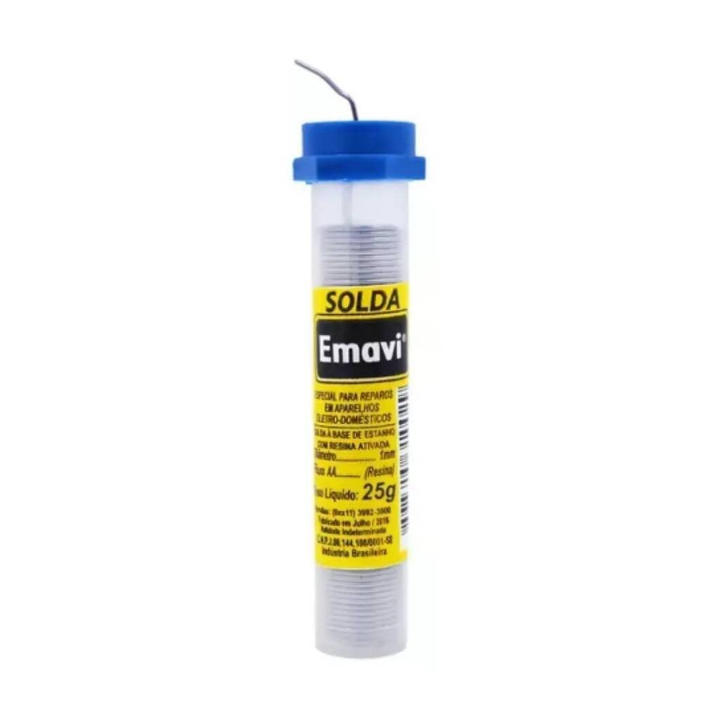 Solda em tubo 25g Emavi ideal para uso geral em manutenção e serviços diversos.