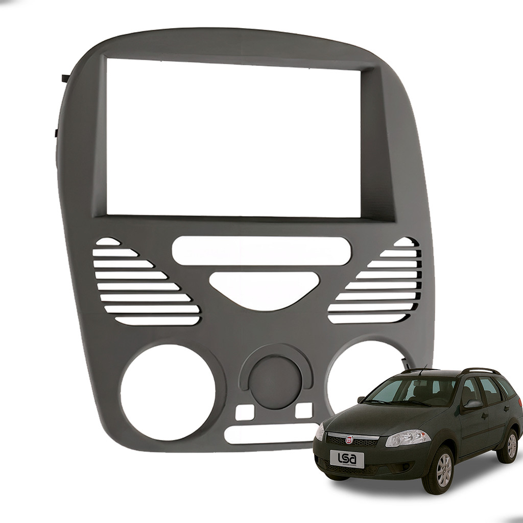 Moldura Painel 7 Polegadas Fiamon MP5 Fiat Palio Siena Strada Palio Weekend 2002-2014 Modelos Sem Ar Cor Cinza