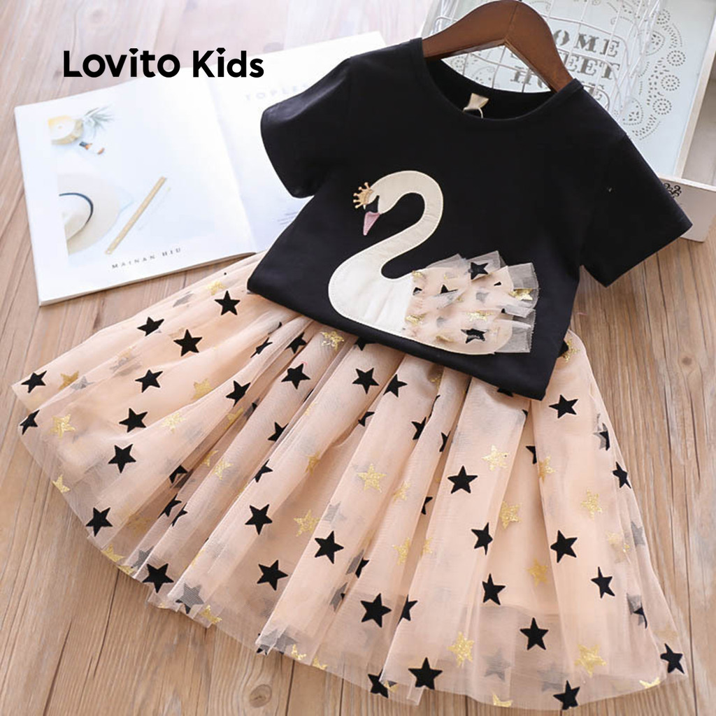 Lovito Kids Conjuntos de Saias Fofas para Menina - Conjuntos de Saias Primavera/Verão LNL128166