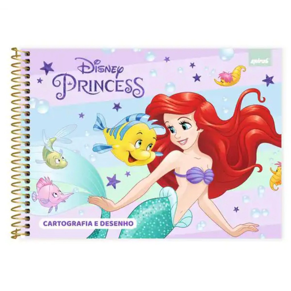 Caderno de Cartografia e Desenho Capa Dura 48 Folhas Sereia Ariel