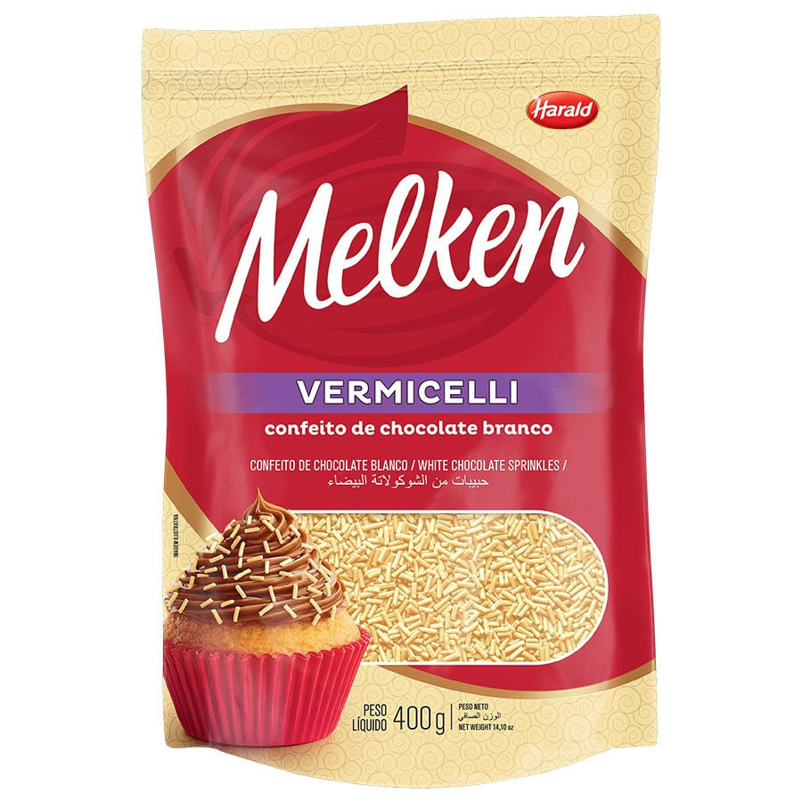 Confeito Chocolate Branco Vermecelli Melken 400g Harald