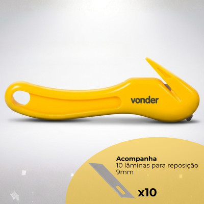 Kit Estilete de Segurança Vonder + 10 Lâminas Reposição 9mm Profissional