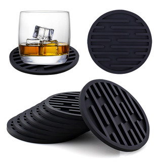 Coaster de Silicone redondo engrossado dreno isolamento térmico borracha macia chá coaster conjunto antiderrapante padrã